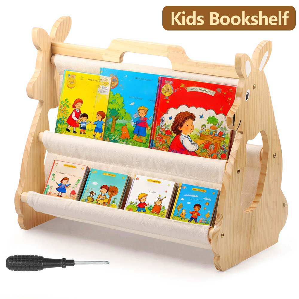 Baby Nursery Bookcase - Kids Bookshelf Wooden Montessori Bookshelf with