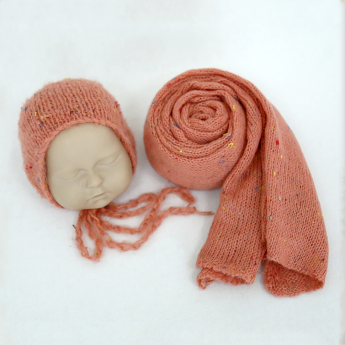 Baby Nursery Set - Newborn Knitted Mohair Wrap And Bonnet