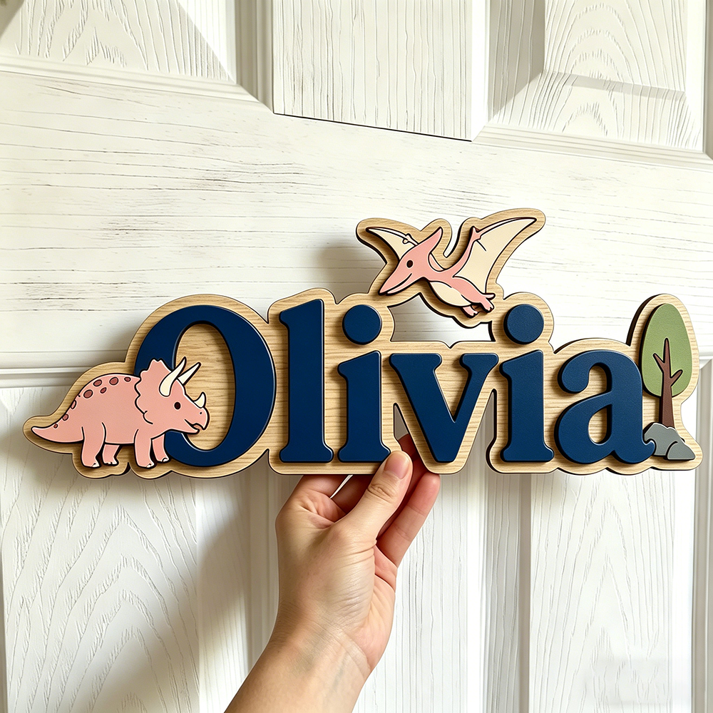Baby Nursery Baby - Personalized Dinosaur Name Sign for The