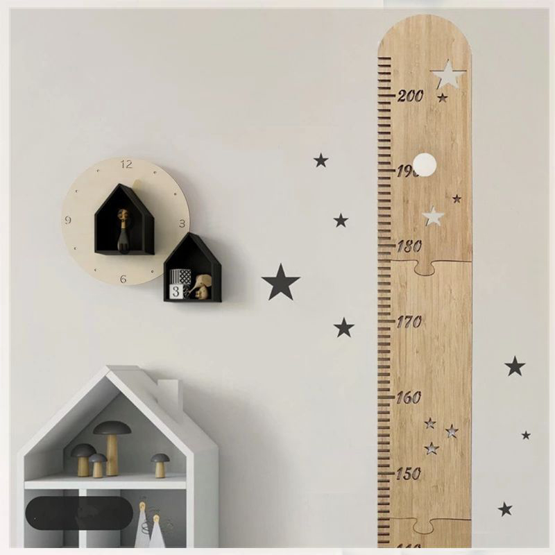 Baby Nursery Wall Decals - 5 Sheets Nordic Wooden Kids Height