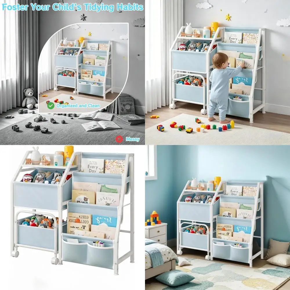 Baby Nursery Bookcase - Kids Bookshel and Toy Storage Organizer