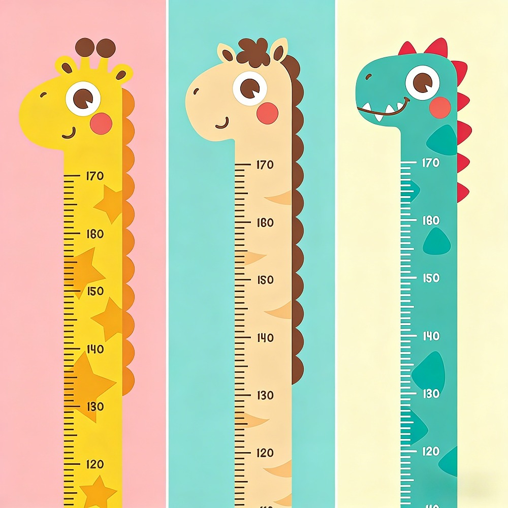 Baby Nursery Wall Decals - Cute Cartoon Height Sticker Unicorn Dinosaur