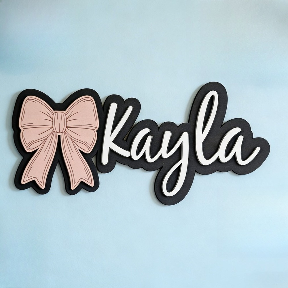 Baby Nursery Baby - Customizable Bow-Shaped Wooden Wall Plaque Baby
