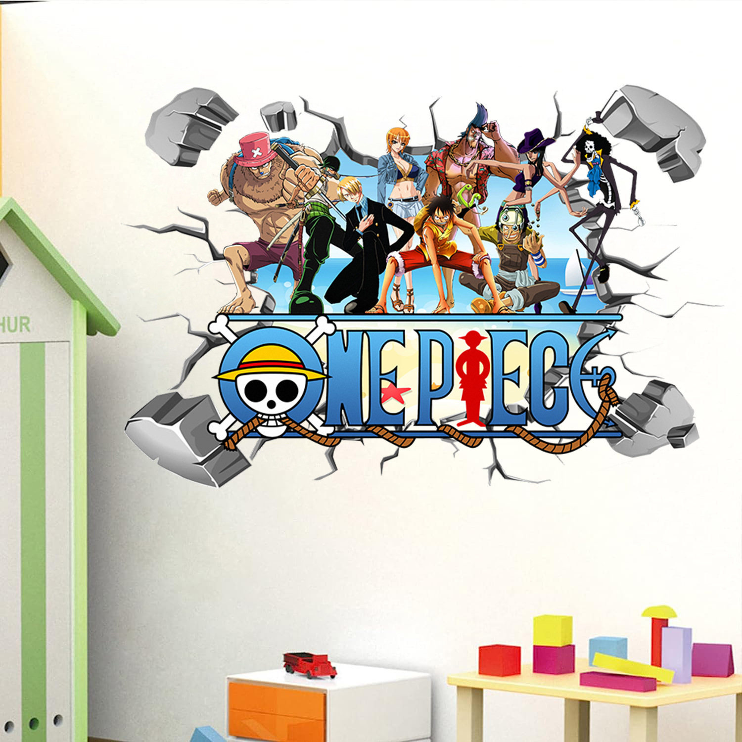 Baby Nursery Wall Decals - Cartoon One Piece Luffy 3D Wall