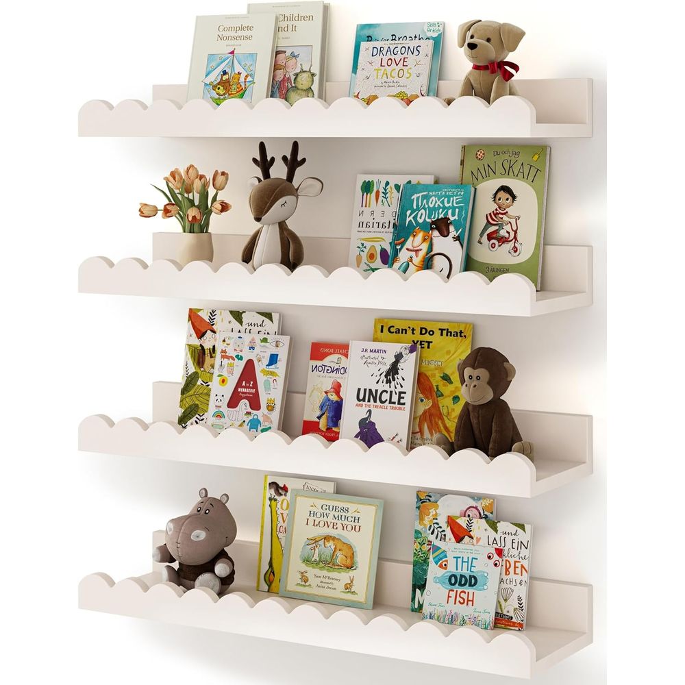 4-Pack White Floating Shelves, - Baby Nursery Floating Shelves avis et prix