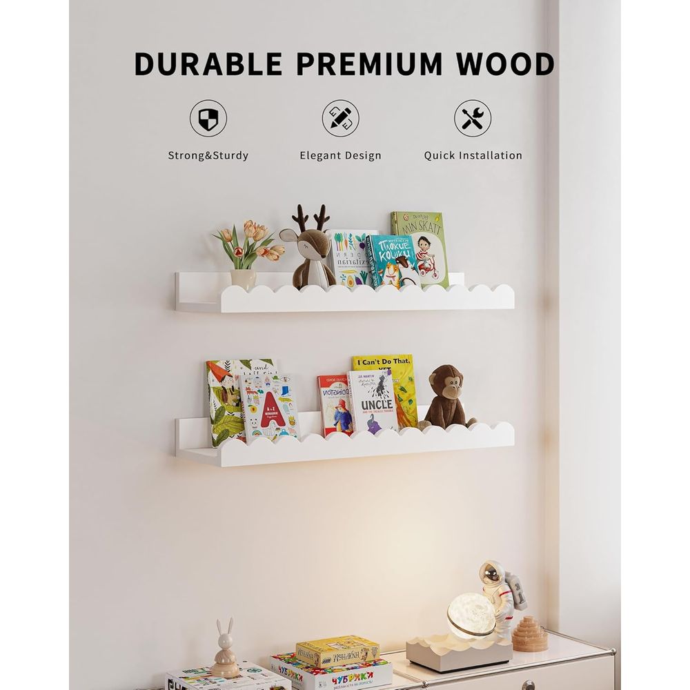 4-Pack White Floating Shelves, - Baby Nursery Floating Shelves avis et prix