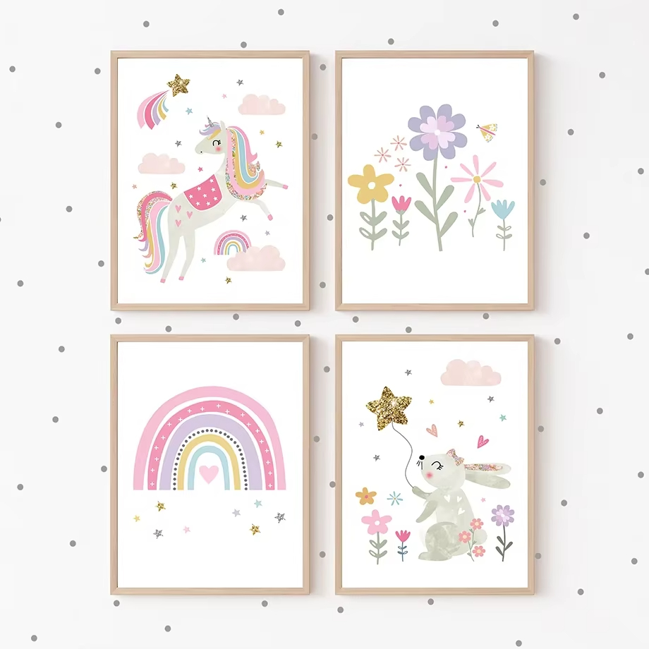 Pink Unicorn Rabbit Rainbow Cl - Baby Nursery Mirror avis et prix
