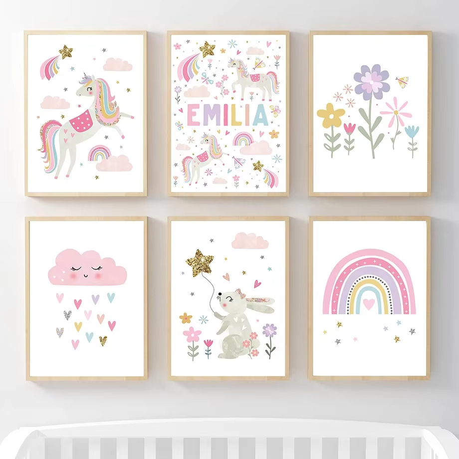 Pink Unicorn Rabbit Rainbow Cl - Baby Nursery Mirror avis et prix