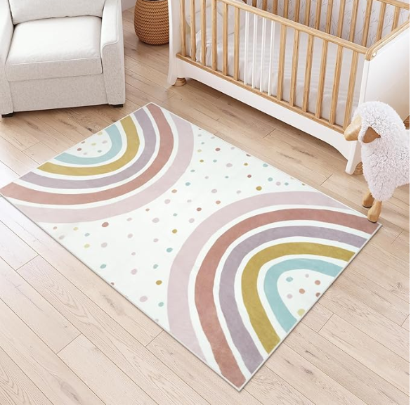 Watercolor Rainbow Nursery Rug - Soft Rug Nursery avis et prix
