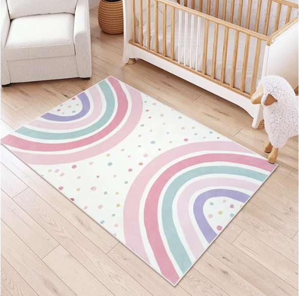 Watercolor Rainbow Nursery Rug - Soft Rug Nursery avis et prix