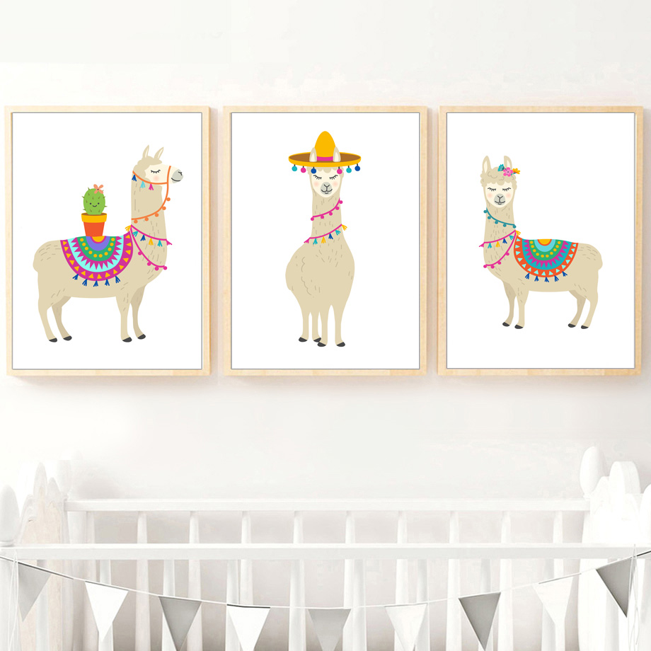 Cartoon Llama Cactus Nursery W - Baby Nursery Mirror avis et prix