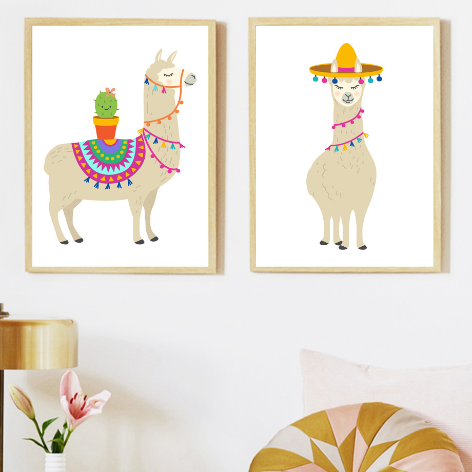 Cartoon Llama Cactus Nursery W - Baby Nursery Mirror avis et prix