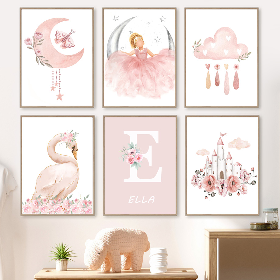 Pink Angel Girl Sun Moon Cloud - Baby Nursery Animal Prints avis et prix