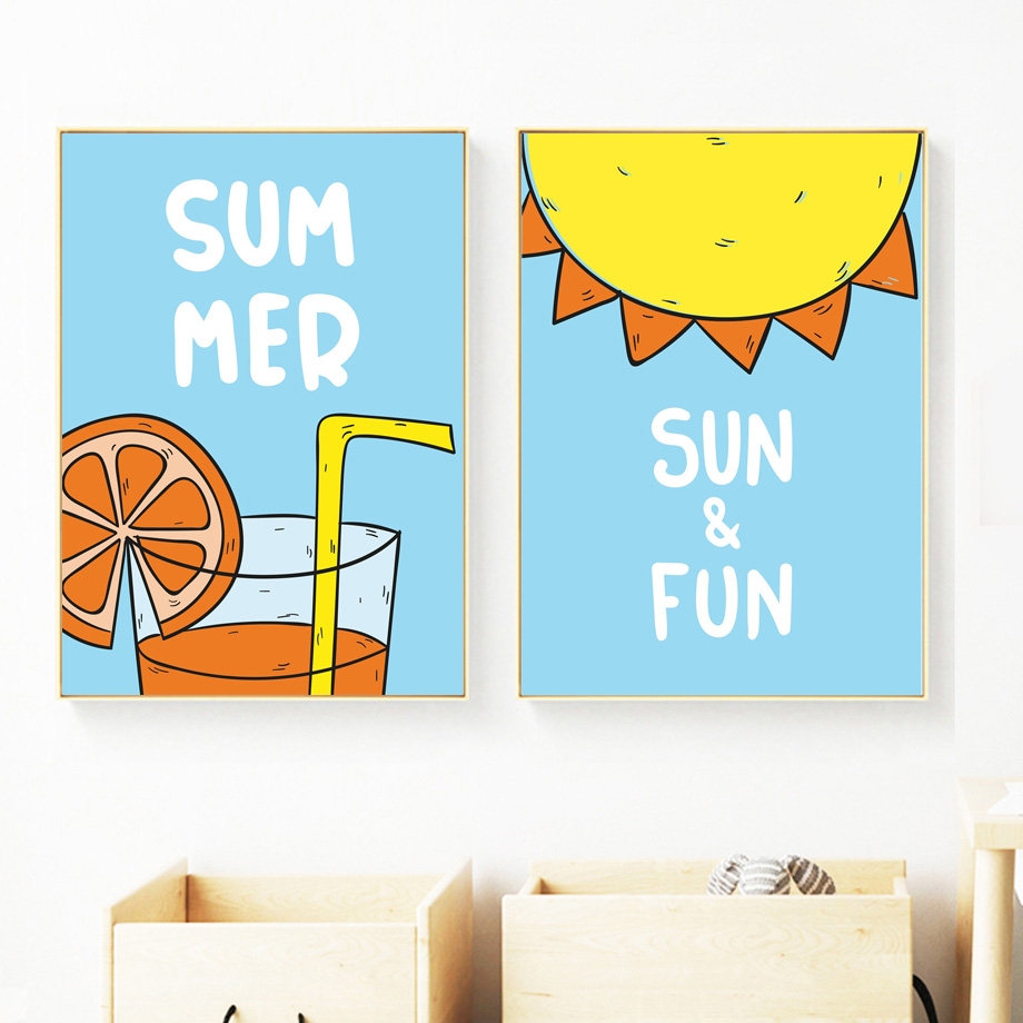 Cartoon Sun Orange Juice Poste - Baby Nursery Mirror avis et prix