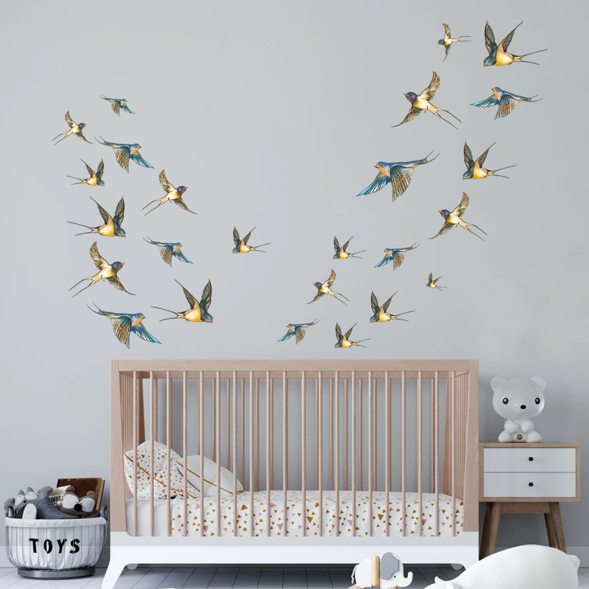 4Pcs Watercolor Multicolor Bir - Baby Nursery Accessories avis et prix