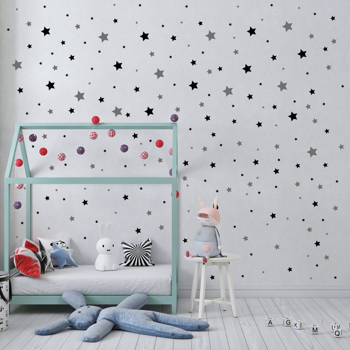 Cartoon 65Pcs Star Wall Sticke - Baby Nursery Wall Decals avis et prix