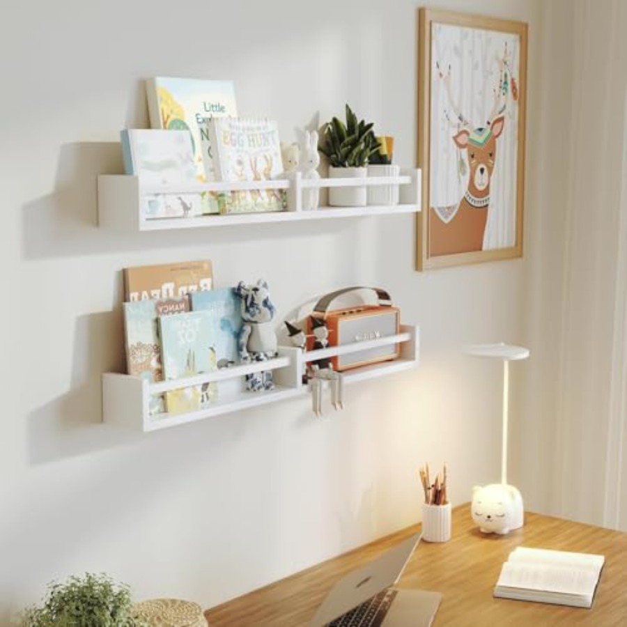 White Nursery Bookshelves, 32I - Baby Nursery Floating Shelves avis et prix