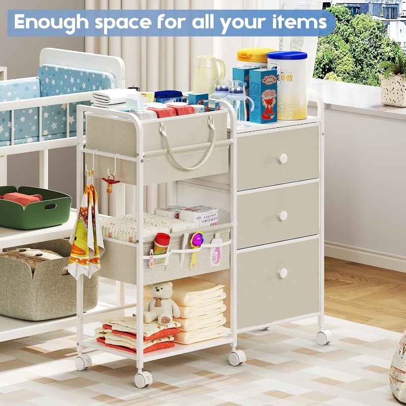 Large Capacity Baby Diaper Org - Baby Nursery Utility Cart avis et prix