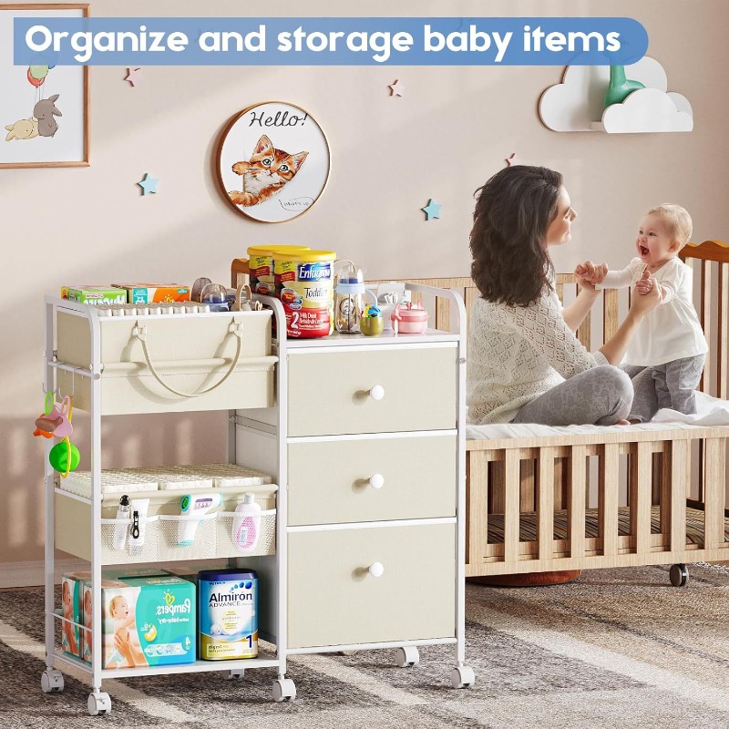 Large Capacity Baby Diaper Org - Baby Nursery Utility Cart avis et prix