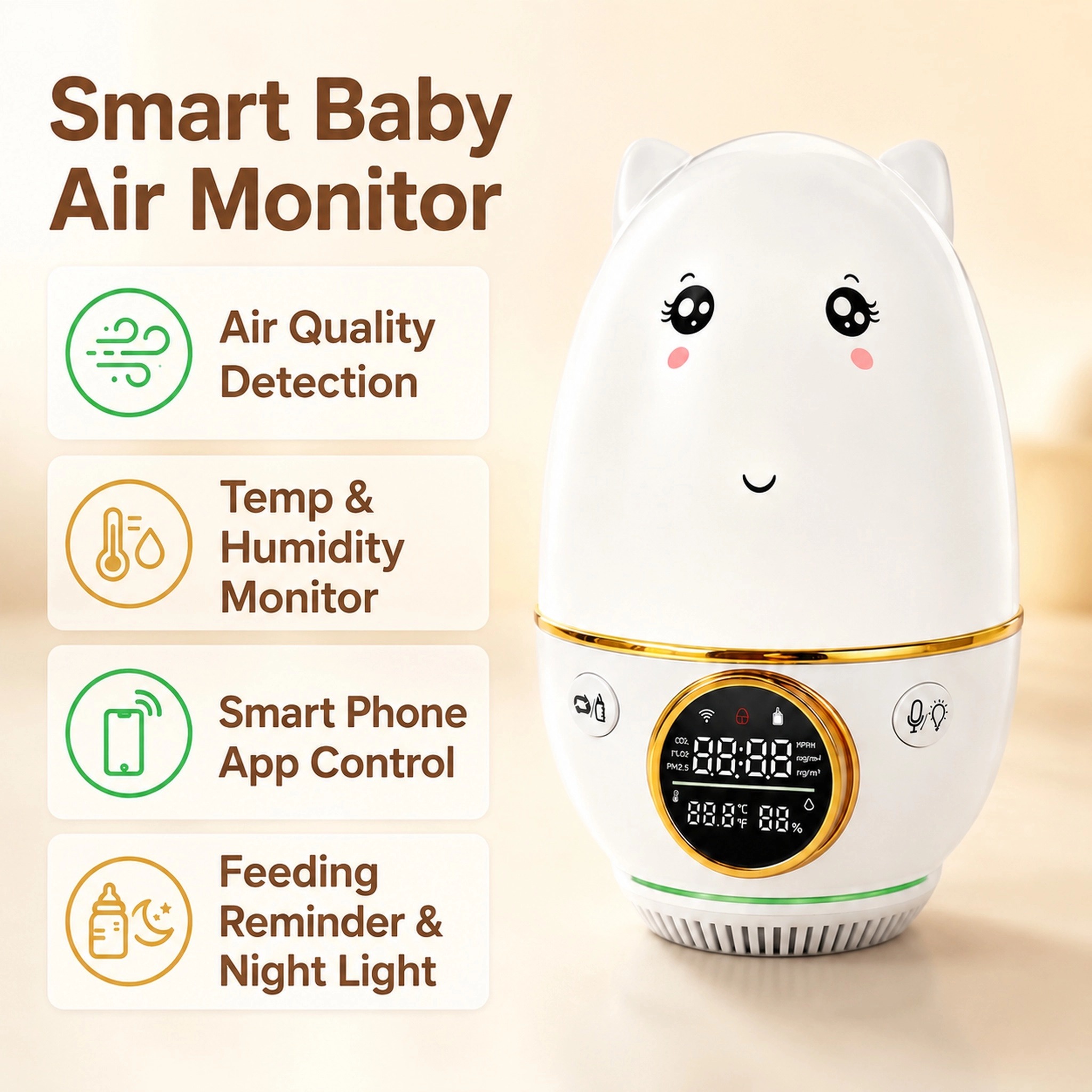 HoldPeak Baby Monitor CO₂±50pp - Baby Nursery Co avis et prix