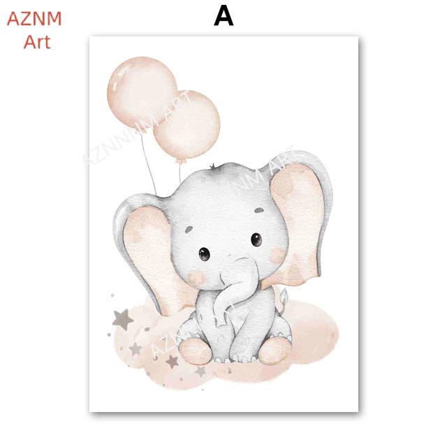 Elephant Balloon Rainbow Moon  - Baby Nursery Prints avis et prix