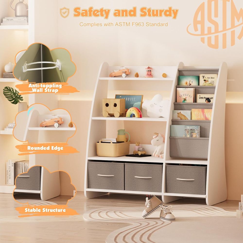 ES Kids Bookshel and Toy Stora - Baby Nursery Bookcase avis et prix