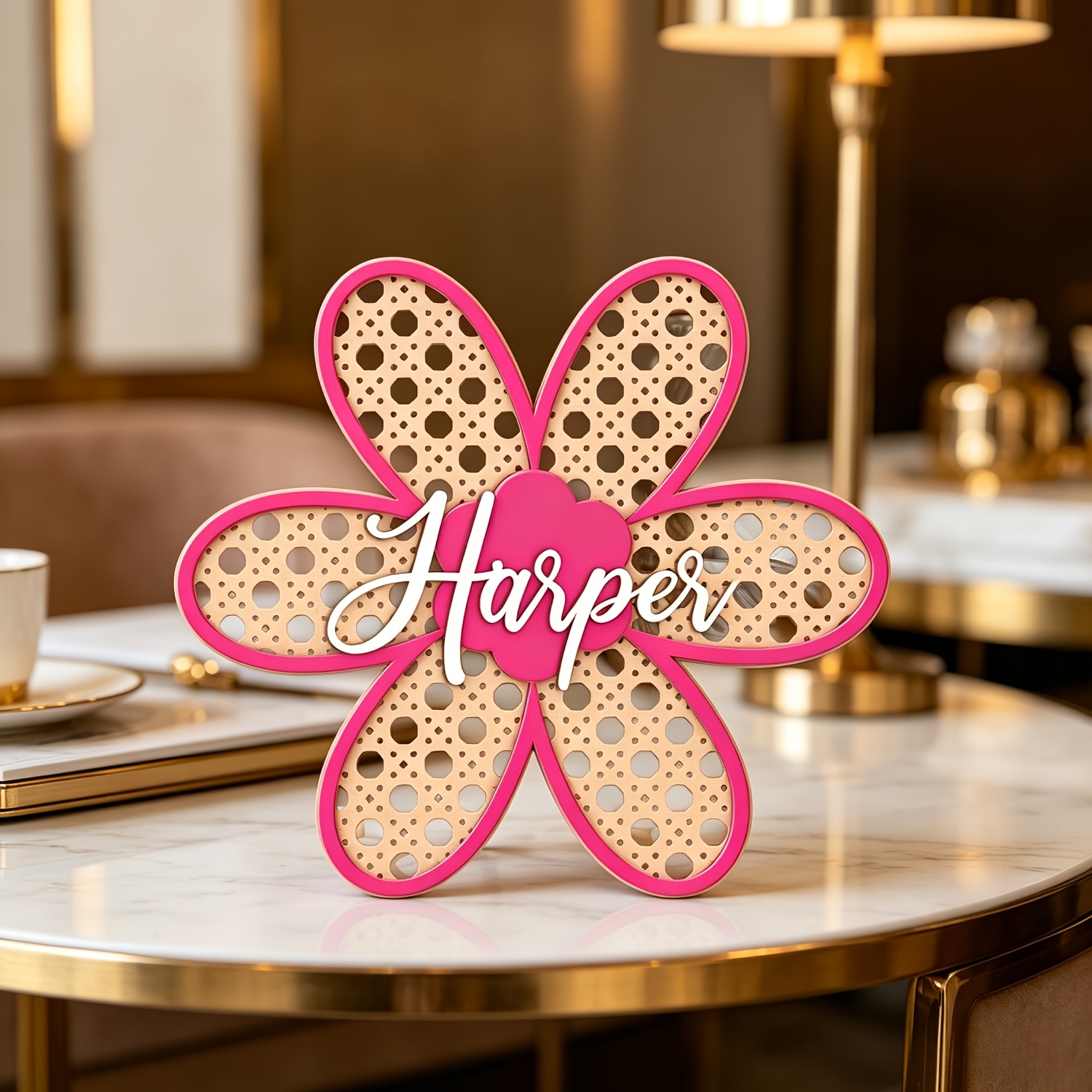 Personalized Boho Rattan Flowe - Baby Nursery Baby avis et prix