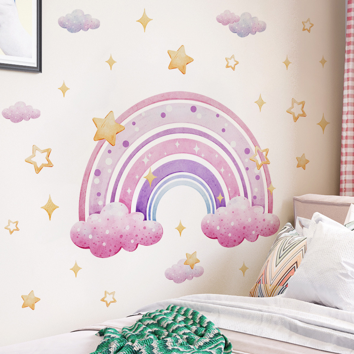 Colorful Rainbow Stars Cloud W - Baby Nursery Wall Decor avis et prix