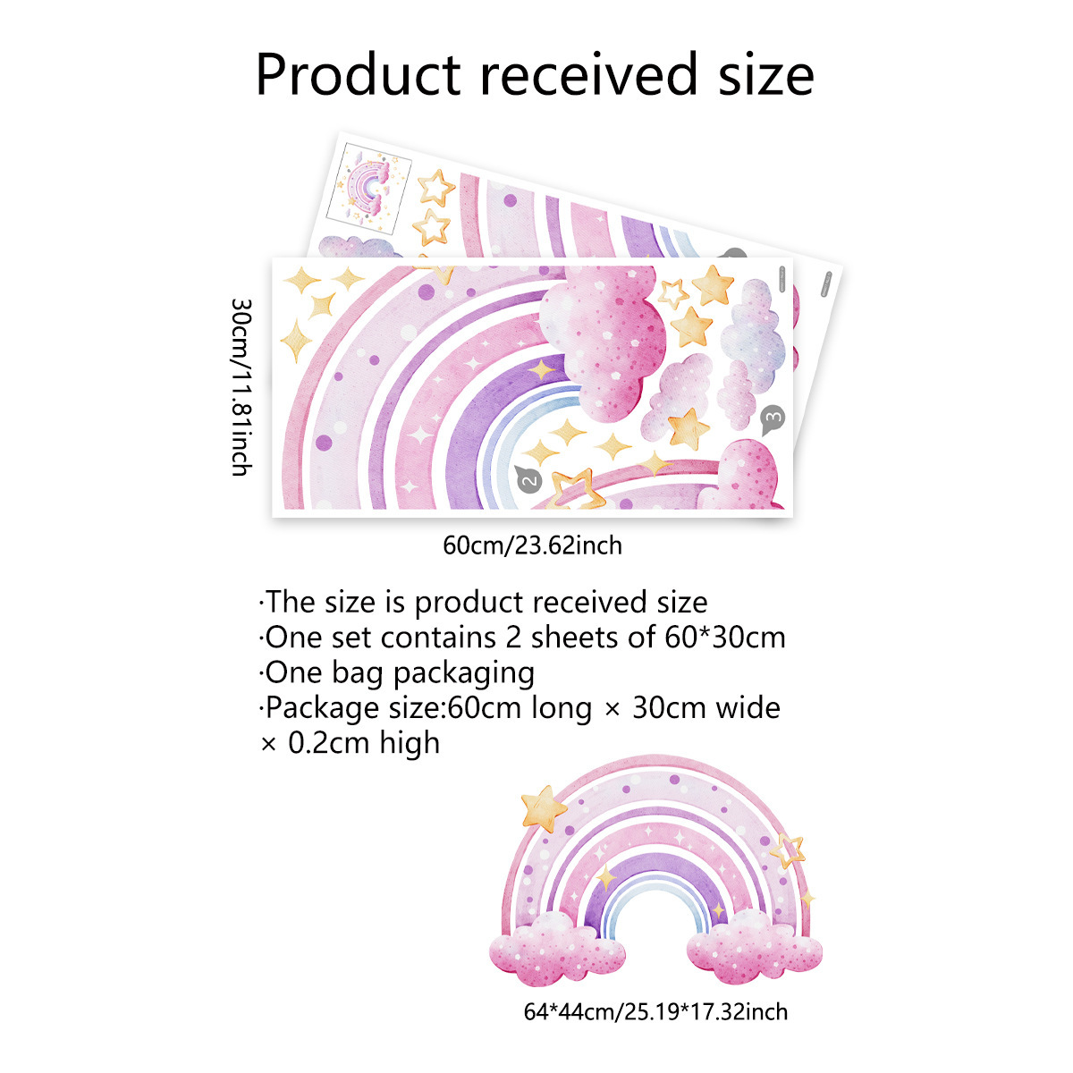 Colorful Rainbow Stars Cloud W - Baby Nursery Wall Decor avis et prix