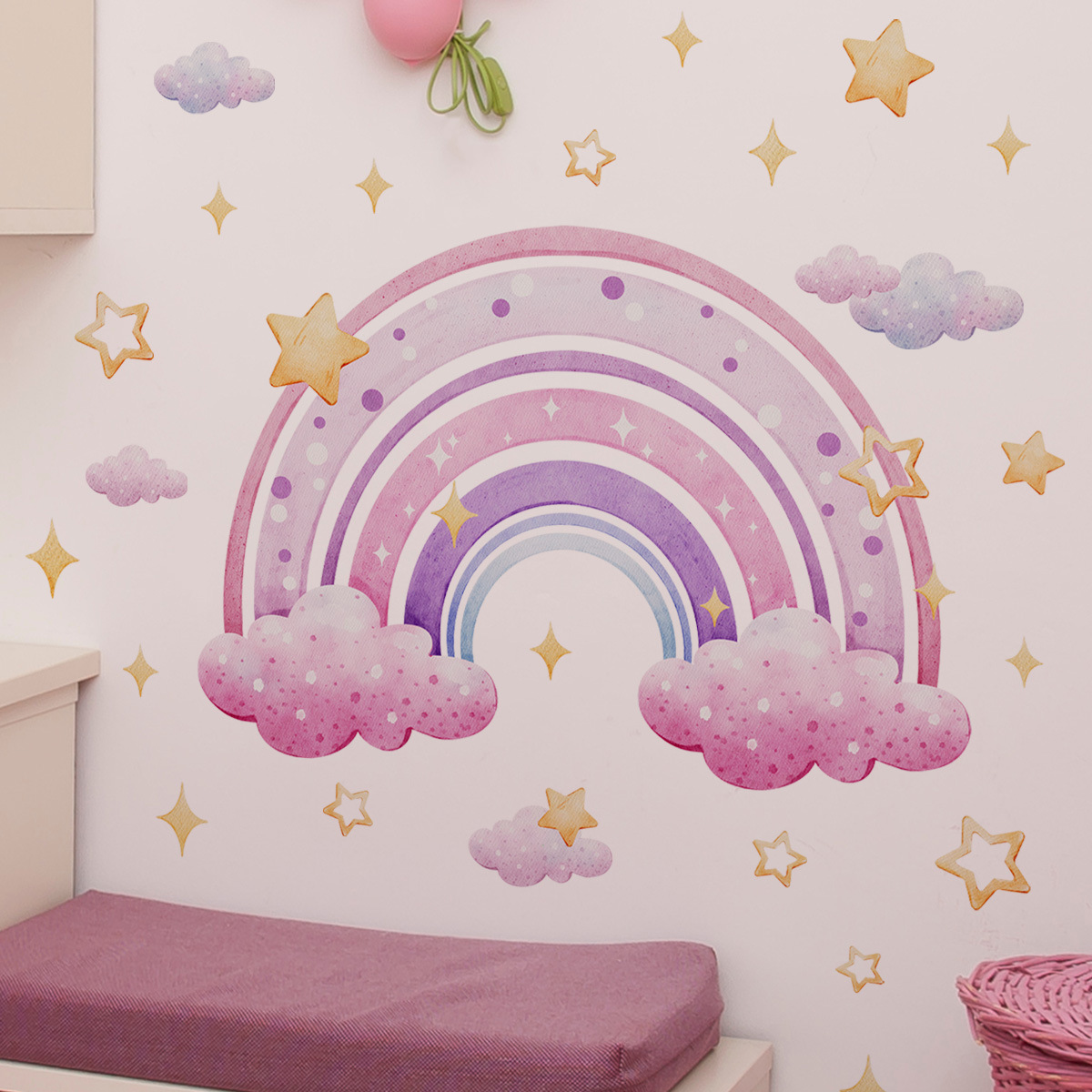 Colorful Rainbow Stars Cloud W - Baby Nursery Wall Decor avis et prix