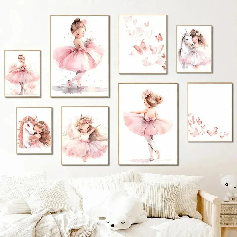 Pink Ballerina Girl Unicorn Bu - Baby Nursery Prints avis et prix