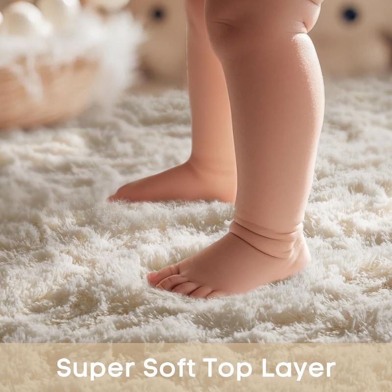 Round Cream White Rug Soft Flu - Soft Rug Nursery avis et prix