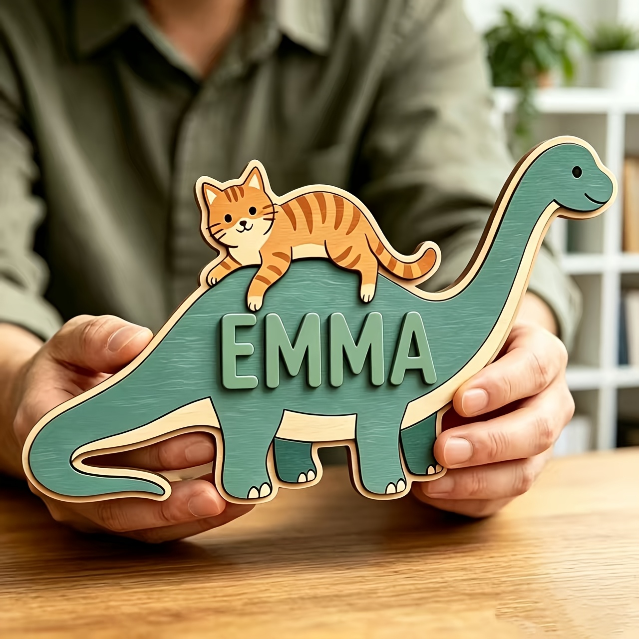 Personalized Cat Riding Dinosa - Baby Nursery Baby avis et prix