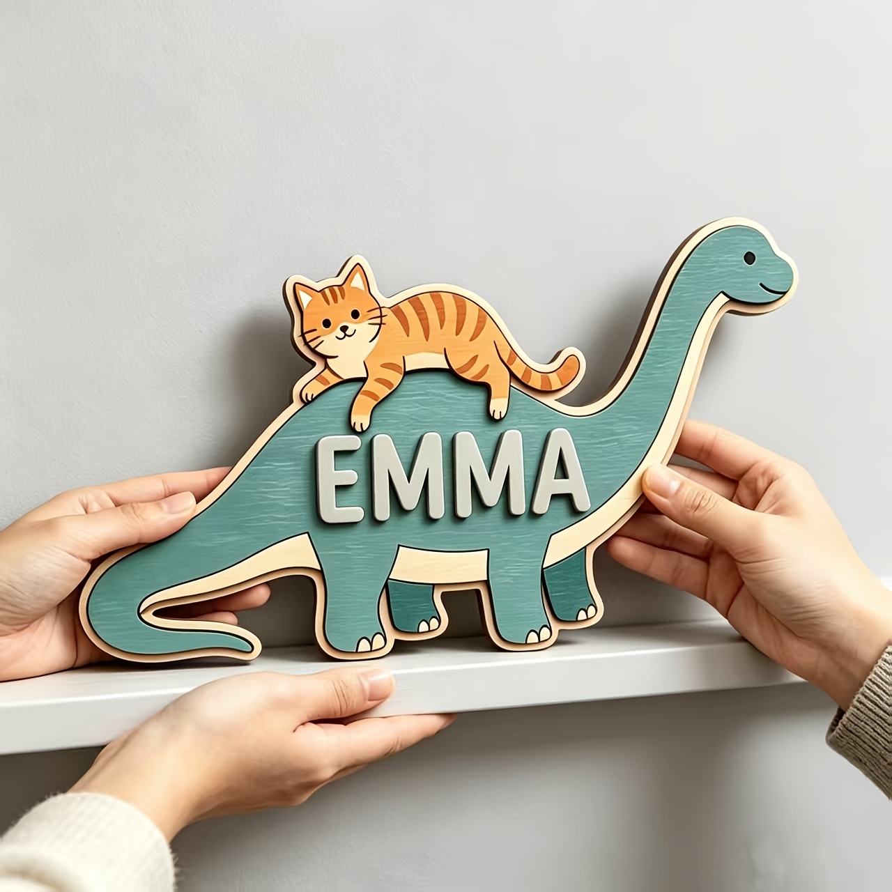 Personalized Cat Riding Dinosa - Baby Nursery Baby avis et prix