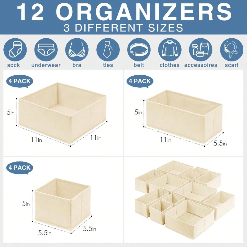 12PCS/Set Drawer Organizer Clo - Baby Nursery Closet Organization avis et prix