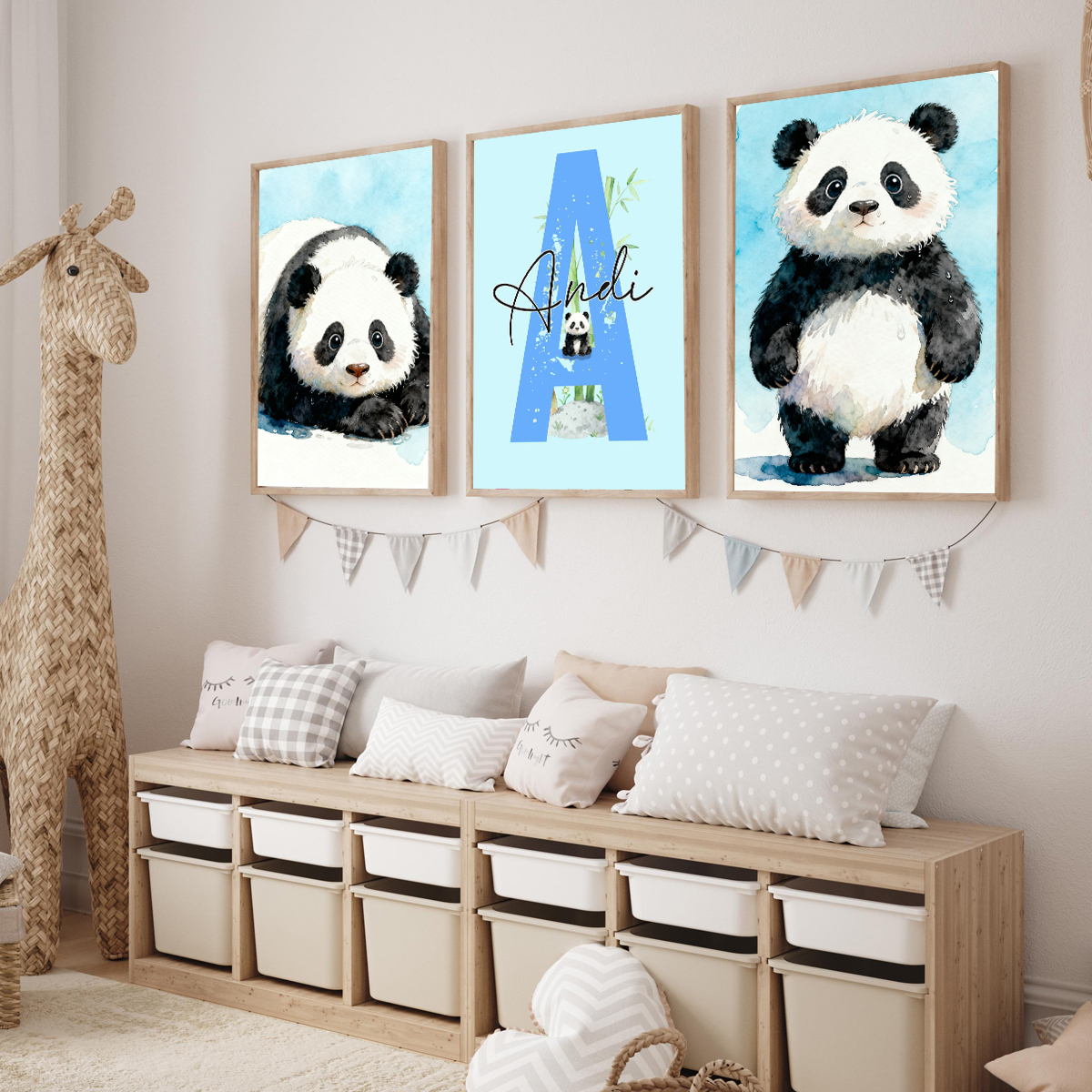 3pcs Personalized Panda Nurser - Baby Nursery Prints avis et prix