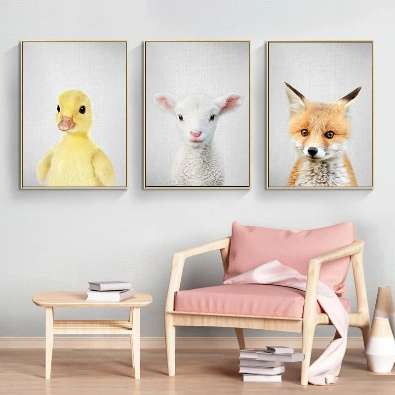 Nordic Modern Cute Baby Animal - Baby Nursery Animal Prints avis et prix