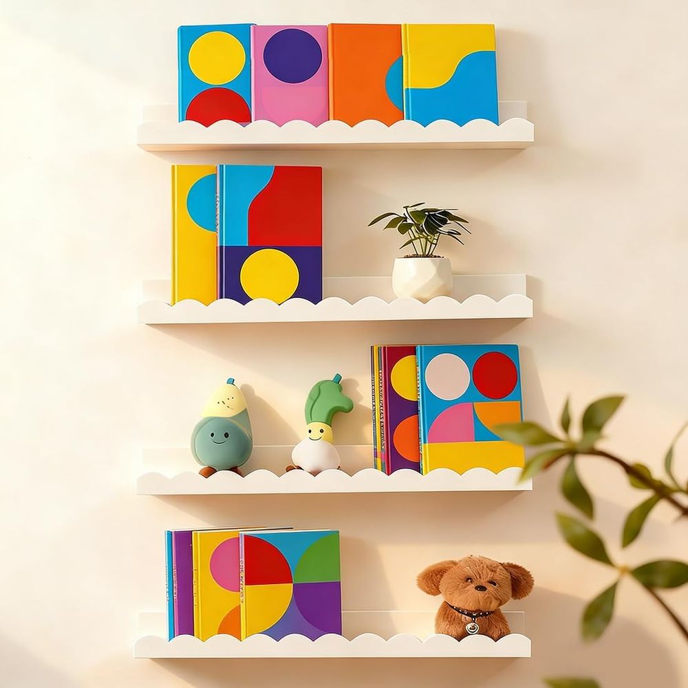 Set of 4 Floating Scalloped Wa - Baby Nursery Floating Shelves avis et prix
