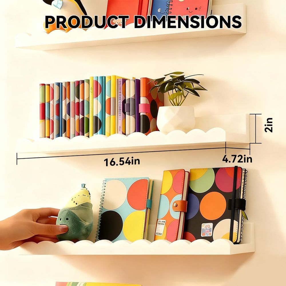 Set of 4 Floating Scalloped Wa - Baby Nursery Floating Shelves avis et prix