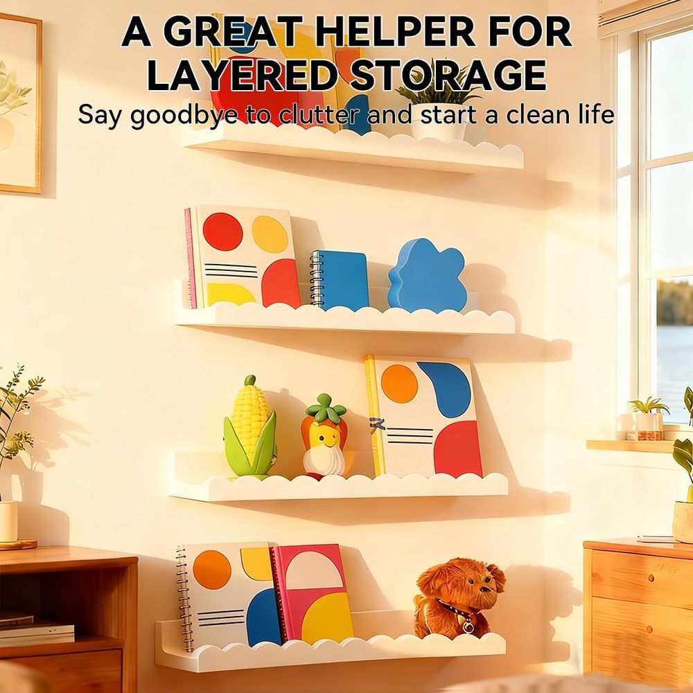Set of 4 Floating Scalloped Wa - Baby Nursery Floating Shelves avis et prix