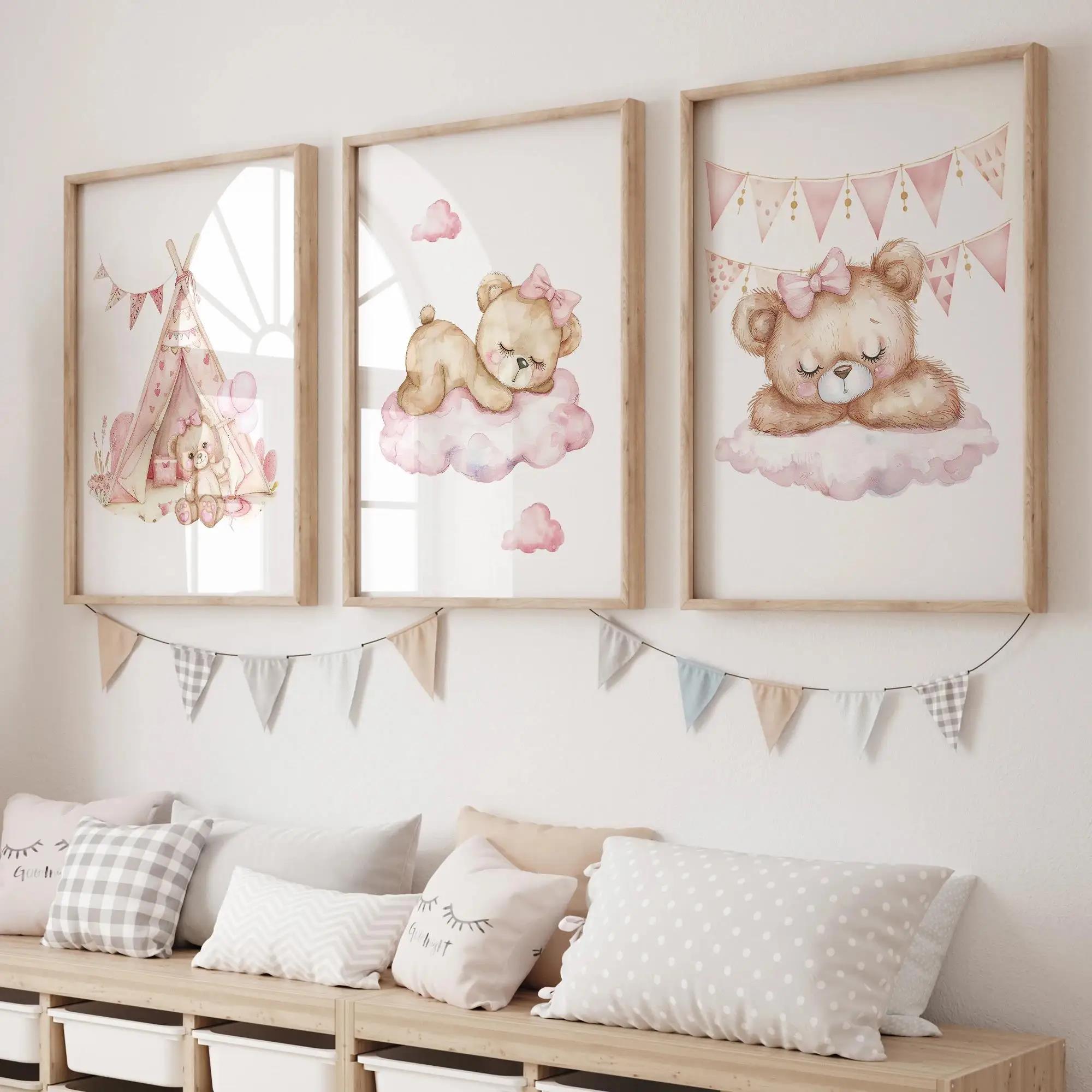 Pink Dream Bear Carousel Tent  - Baby Nursery Prints avis et prix