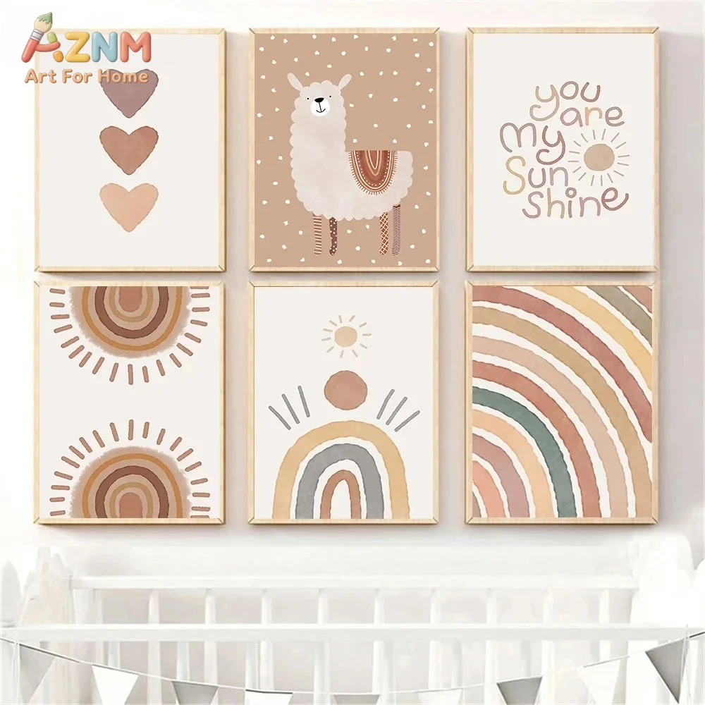 AZNM Boho Neutral Llama Canvas - Baby Nursery Prints avis et prix