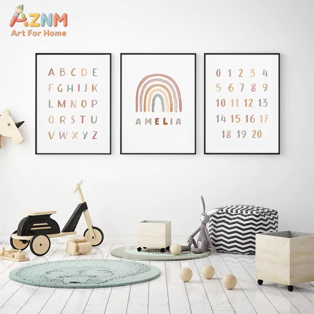 Poster Custom ABC 123 Rainbow  - Baby Nursery Mirror avis et prix