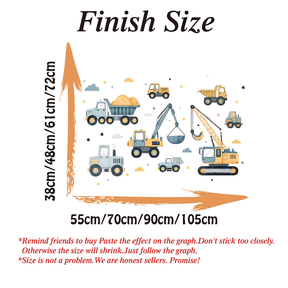 Cartoon Excavator Vehicles Set - Baby Nursery Wall Decals avis et prix