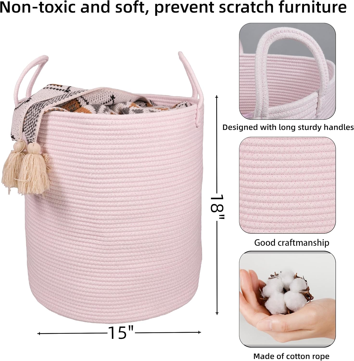 Cotton Rope Laundry Basket Ham - Baby Nursery Light avis et prix