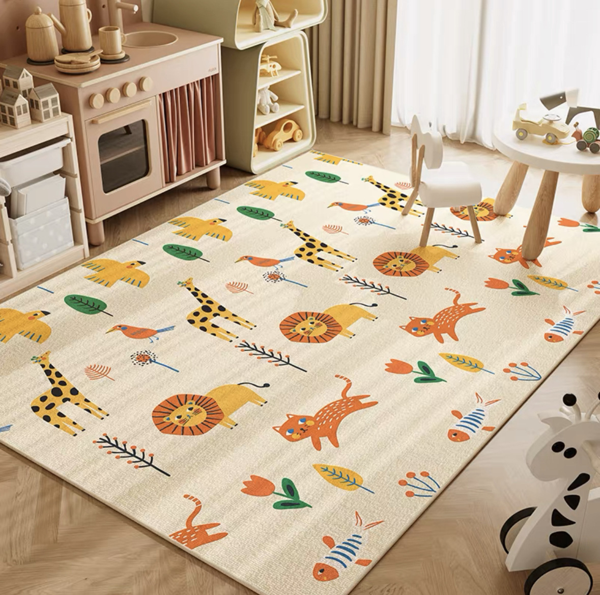 VIKAMA Neutral Cartoon Lion Ba - Soft Rug Nursery avis et prix