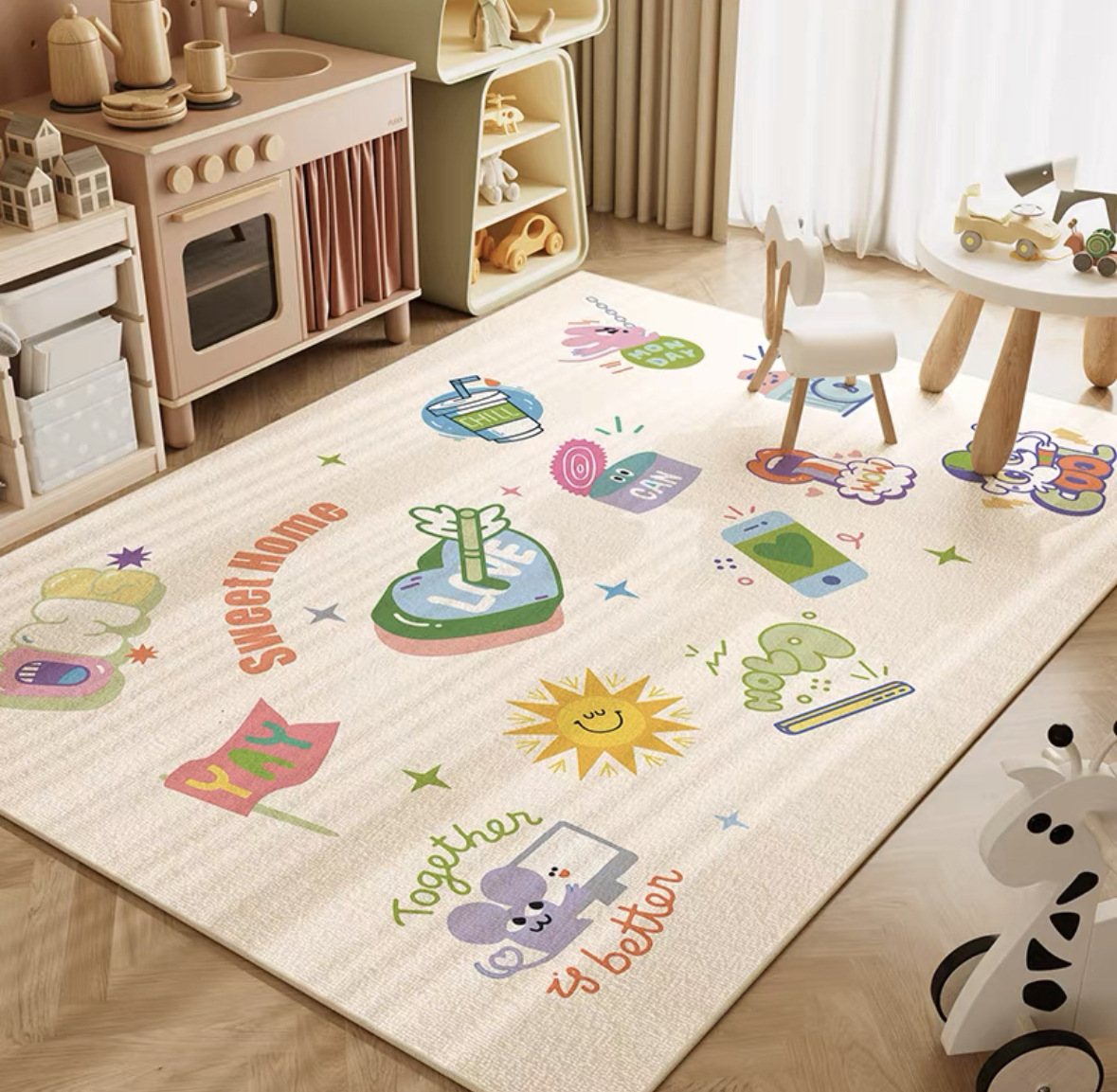 VIKAMA Neutral Cartoon Lion Ba - Soft Rug Nursery avis et prix