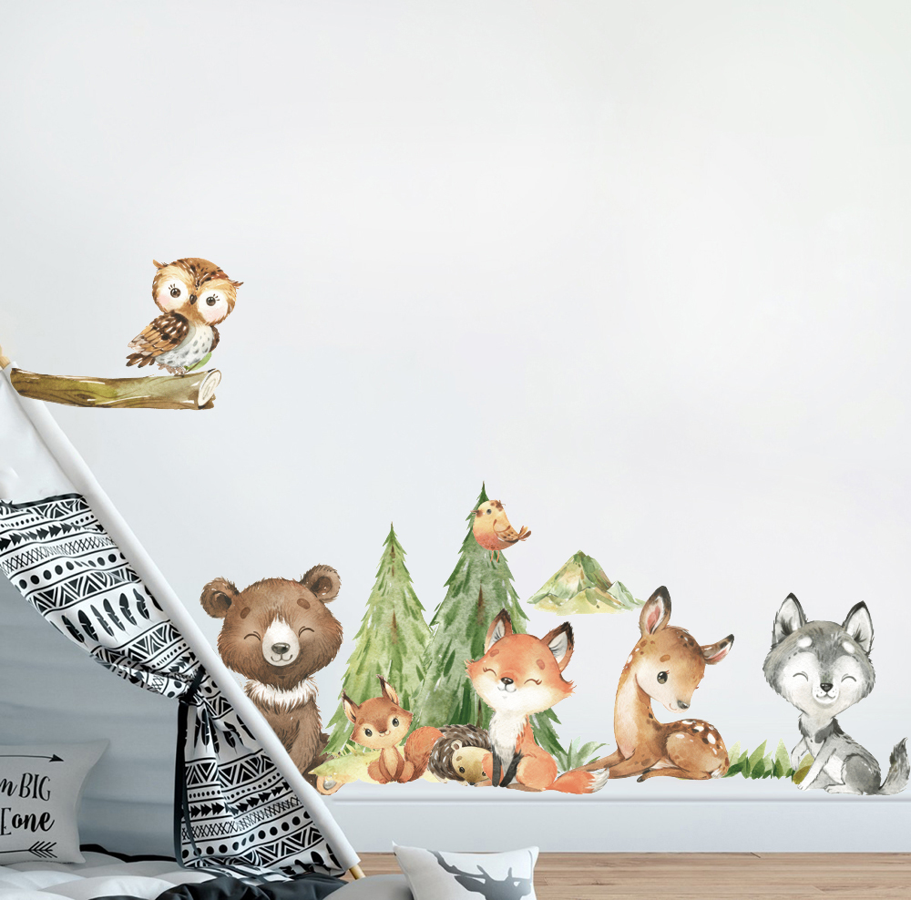 Cartoon Watercolor  Forest Ani - Baby Nursery Wall Decor avis et prix