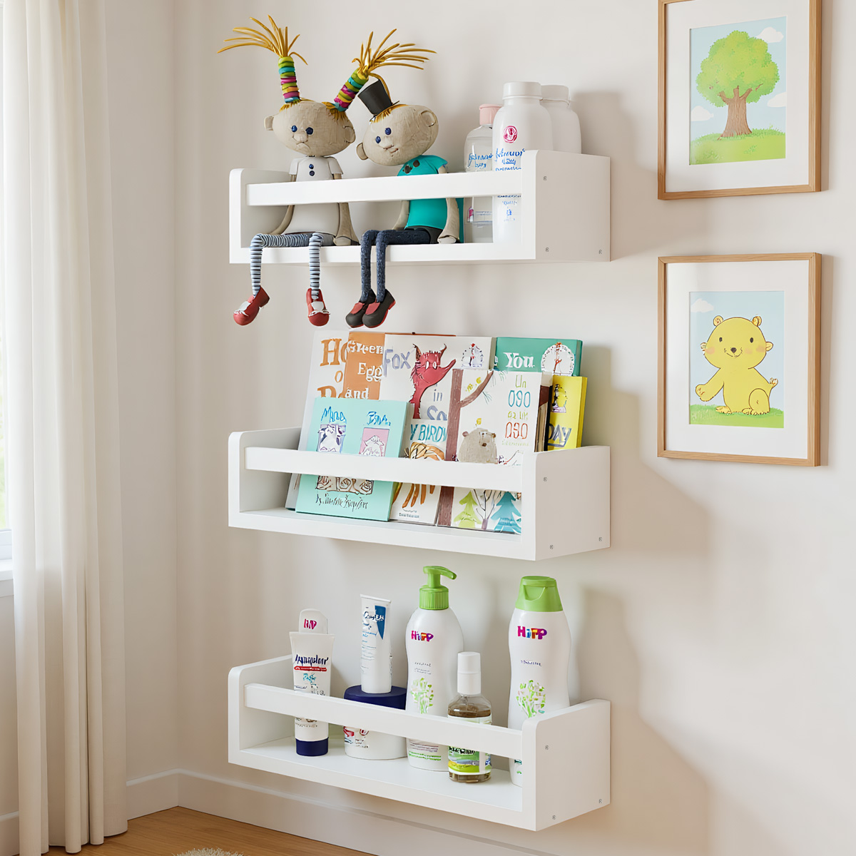 Set of 3 Nursery Book Shelves  - Baby Nursery Floating Shelves avis et prix