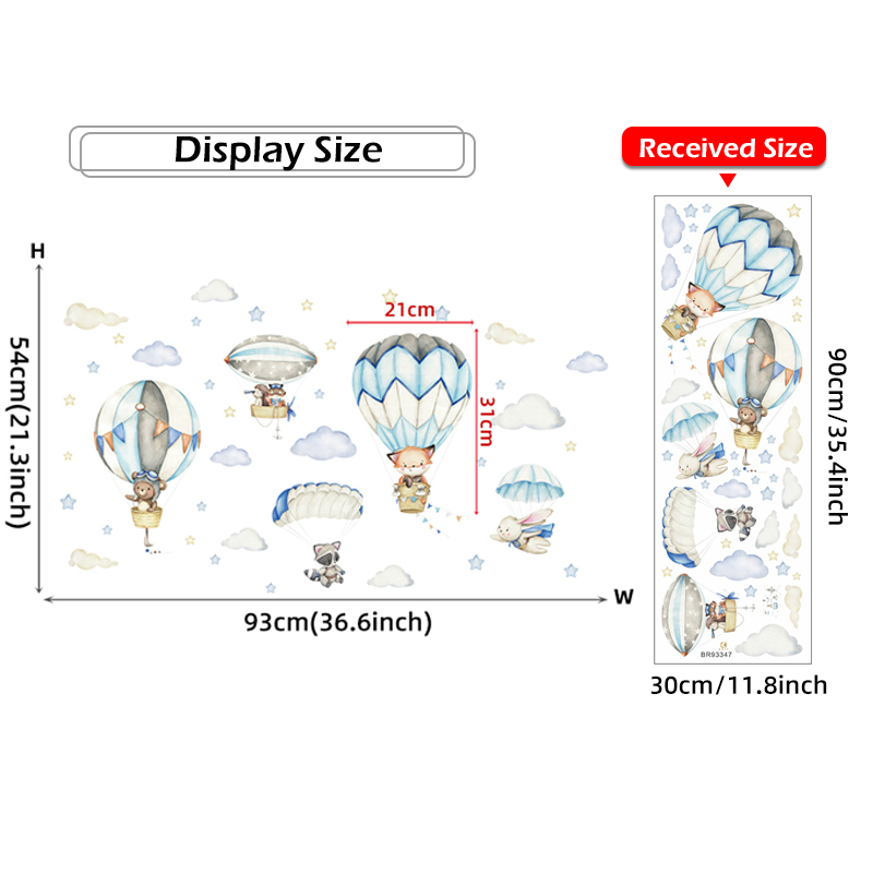 Cartoon Cute Animals Hot Air B - Baby Nursery Animal Prints avis et prix